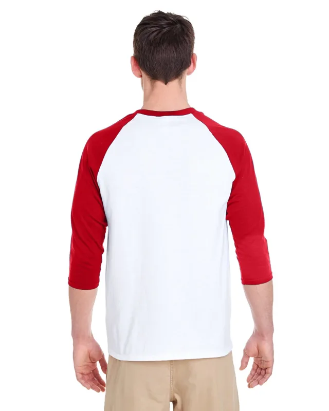 Gildan Adult Heavy Cotton Three-Quarter Raglan Sleeve T-Shirt — view 4