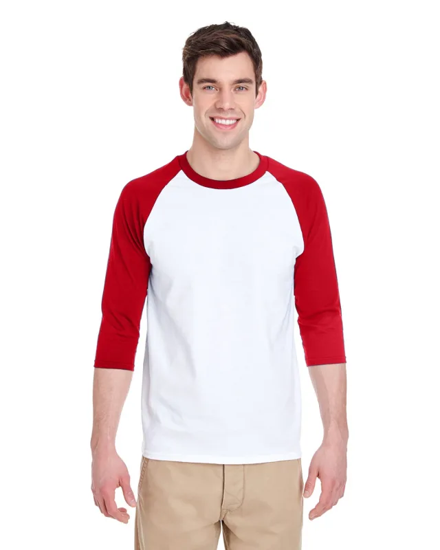Gildan Adult Heavy Cotton Three-Quarter Raglan Sleeve T-Shirt — view 5
