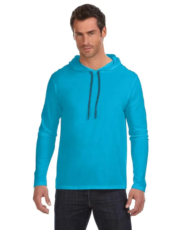 Gildan Adult Lightweight Long-Sleeve Hooded T-Shirt — view 10