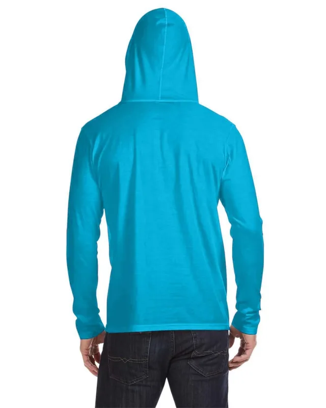 Gildan Adult Lightweight Long-Sleeve Hooded T-Shirt — view 9