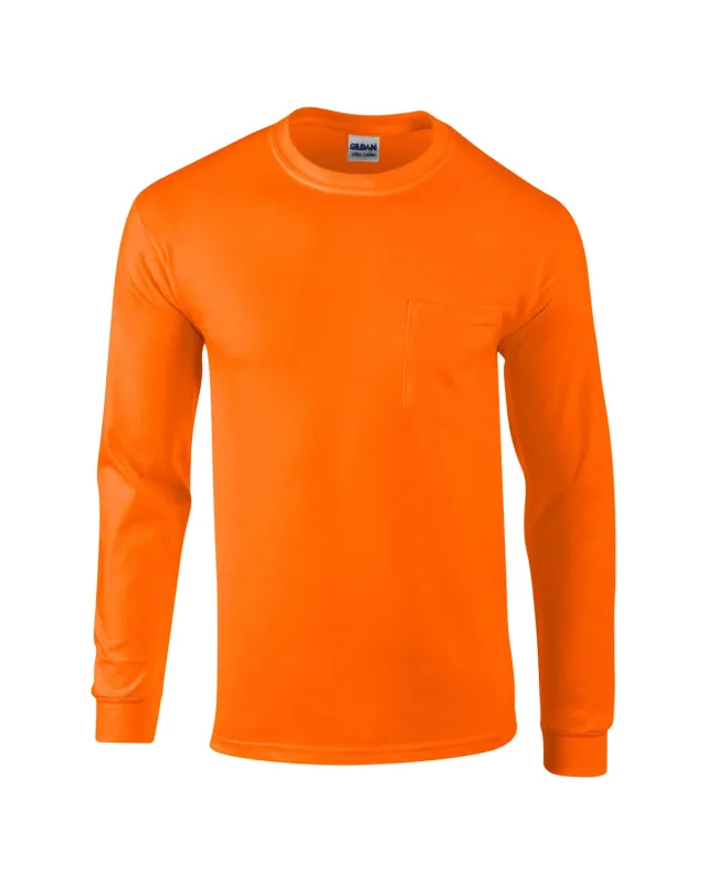 Gildan Adult Ultra Cotton® Long-Sleeve Pocket T-Shirt — view 25