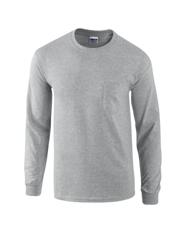 Gildan Adult Ultra Cotton® Long-Sleeve Pocket T-Shirt — view 30