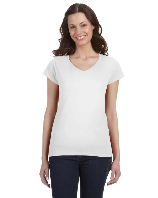 Gildan Ladies' SoftStyle® Fitted V-Neck T-Shirt — view 2