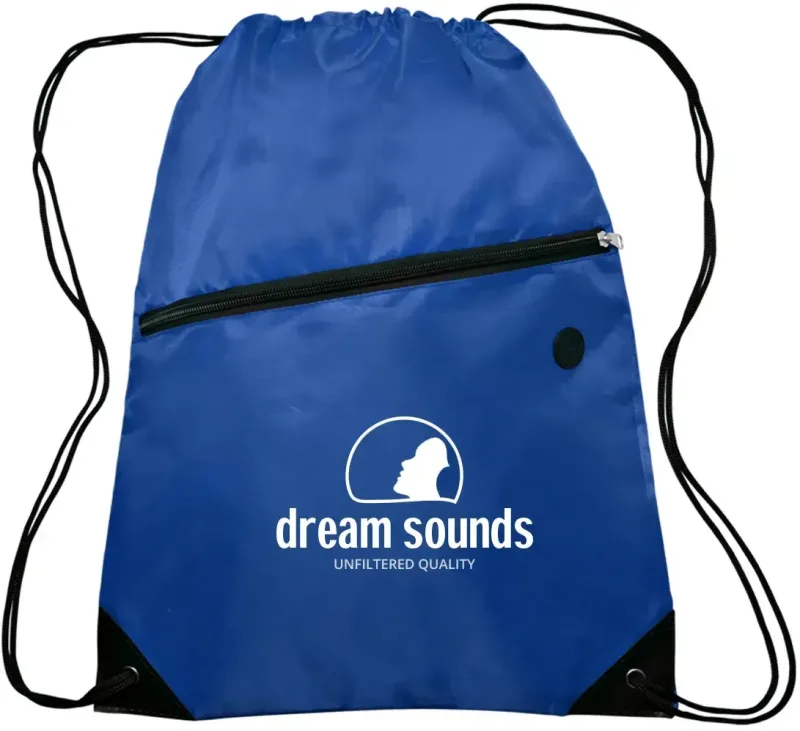 Custom Globe Trotter Drawstring Backpack - 210D Polyester with Front Pocket — view 3