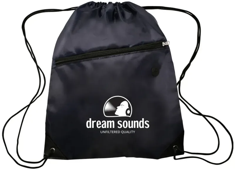 Custom Globe Trotter Drawstring Backpack - 210D Polyester with Front Pocket — view 4