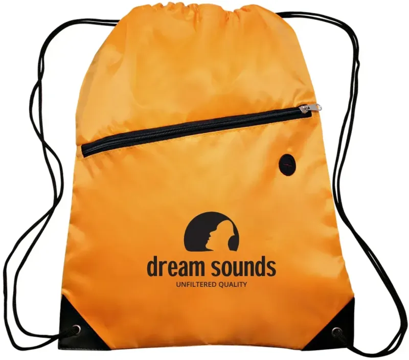 Custom Globe Trotter Drawstring Backpack - 210D Polyester with Front Pocket — view 5