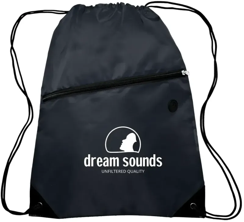 Custom Globe Trotter Drawstring Backpack - 210D Polyester with Front Pocket — view 6