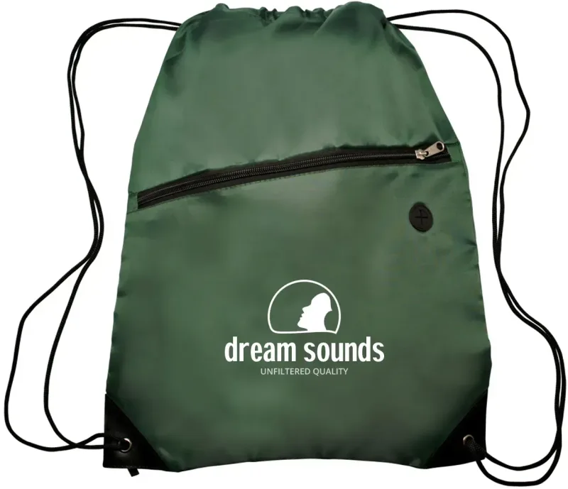 Custom Globe Trotter Drawstring Backpack - 210D Polyester with Front Pocket — view 7