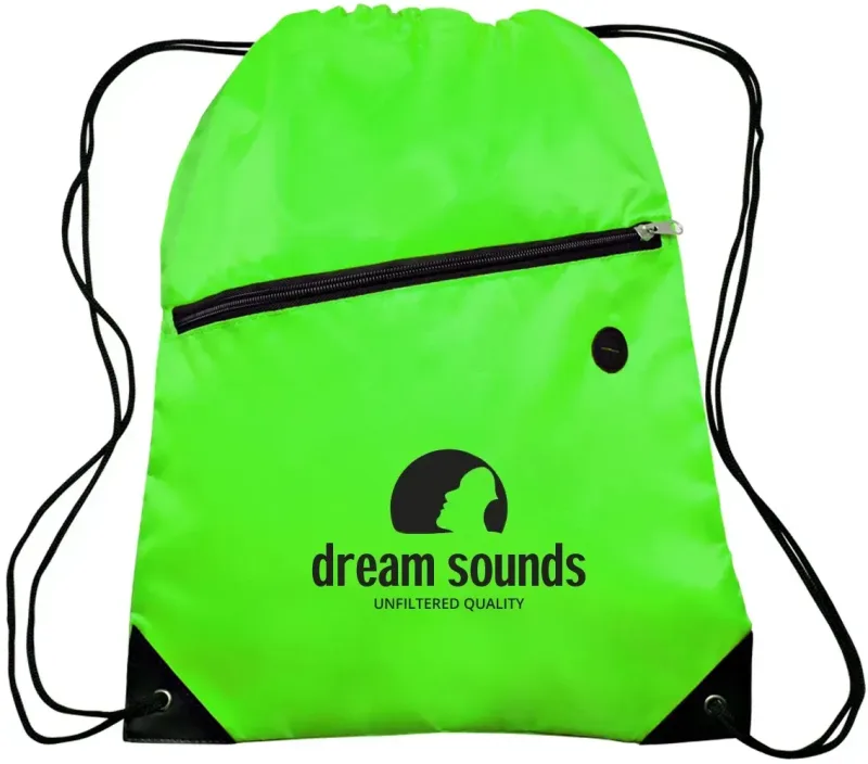 Custom Globe Trotter Drawstring Backpack - 210D Polyester with Front Pocket — view 8