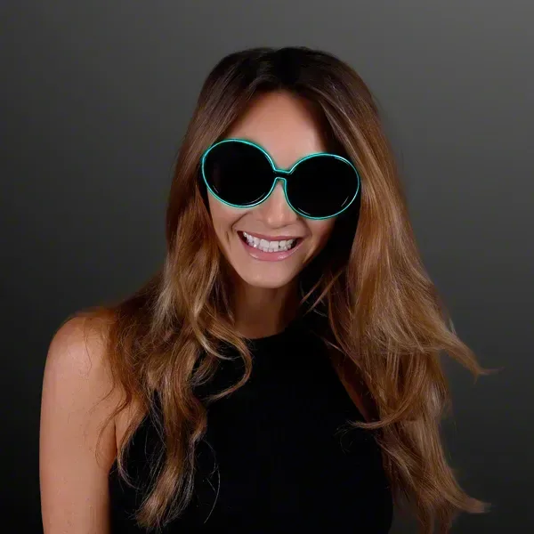 Glow LED Wire Round Sunglasses (Dark Tinted Lenses) — view 3