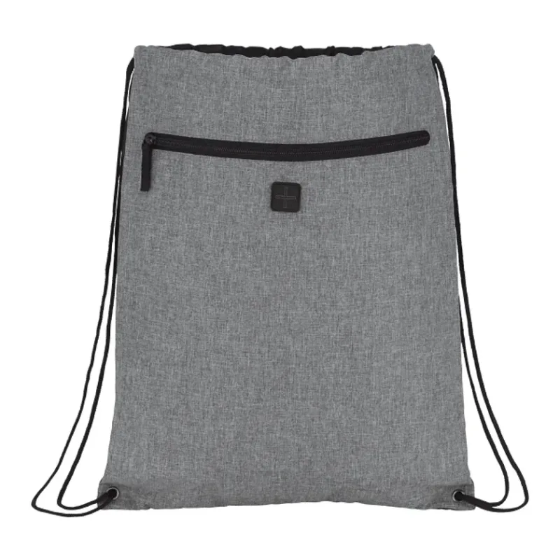 Custom Graphite Drawstring Sportspack with Earbud Port — view 3
