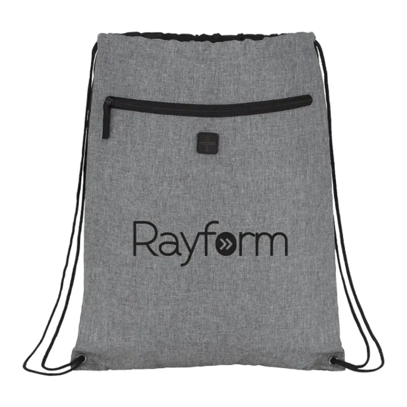 Custom Graphite Drawstring Sportspack with Earbud Port — view 4