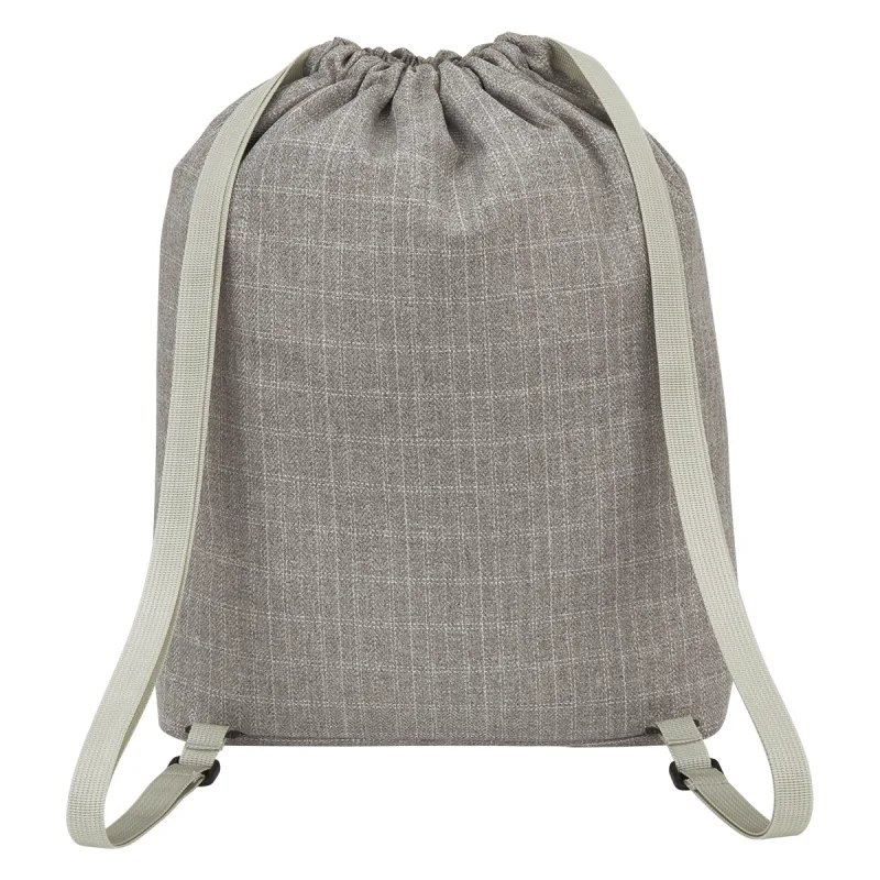 Gray Cinch Backpack w/ Zippered Pocket, Adjustable Shoulder Straps for Hiking, Travelling — view 3