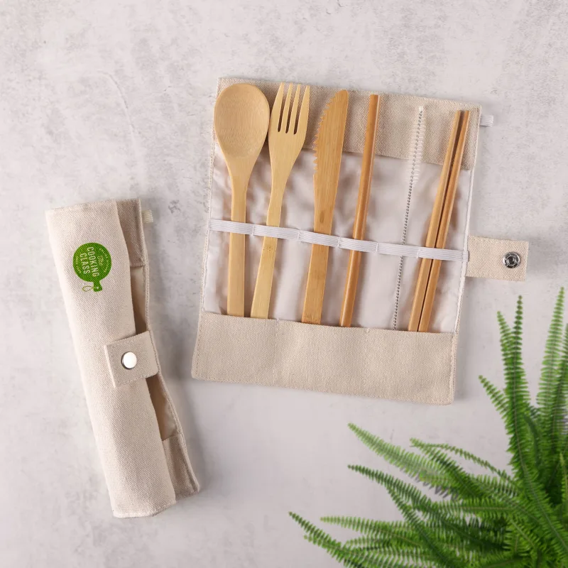 Green Bay Bamboo Utensils With Carry Pouch — view 2