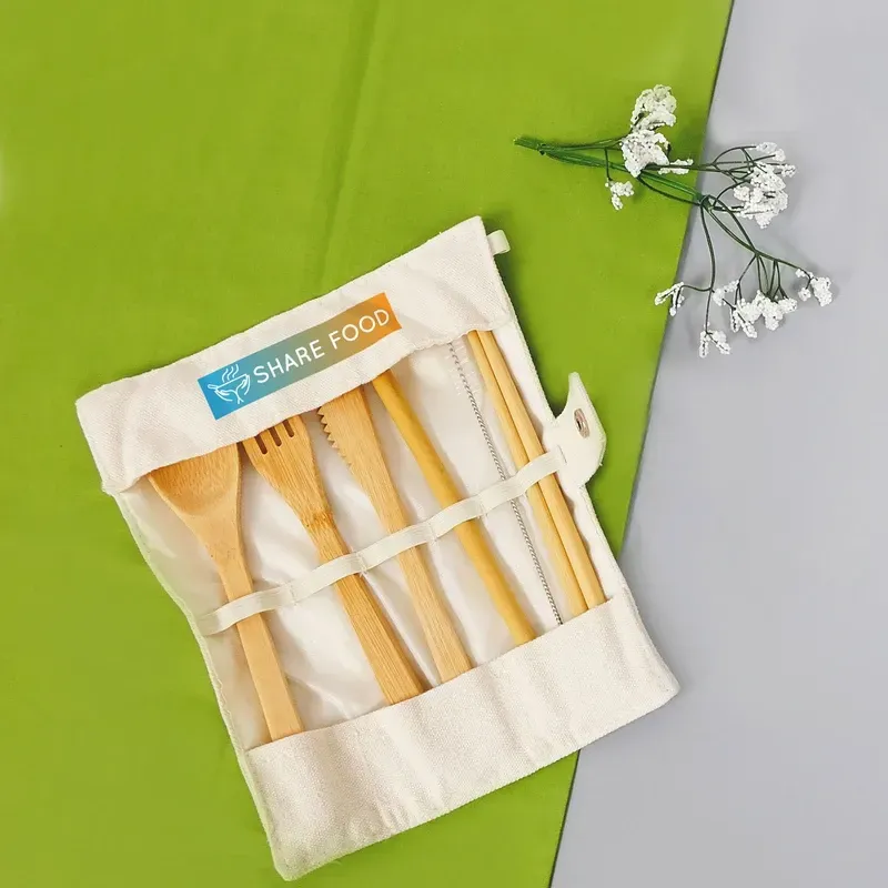 Green Bay Bamboo Utensils With Carry Pouch