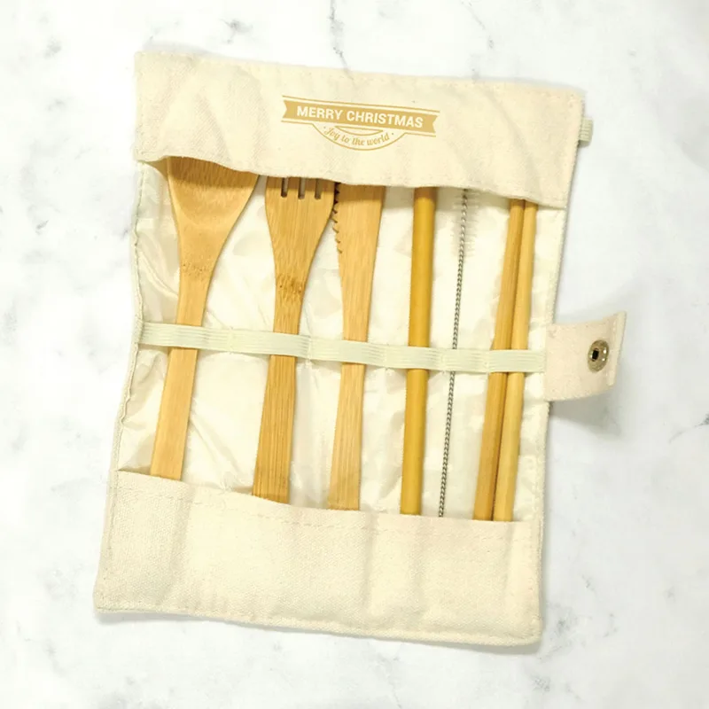 Green Bay Bamboo Utensils With Carry Pouch — view 3