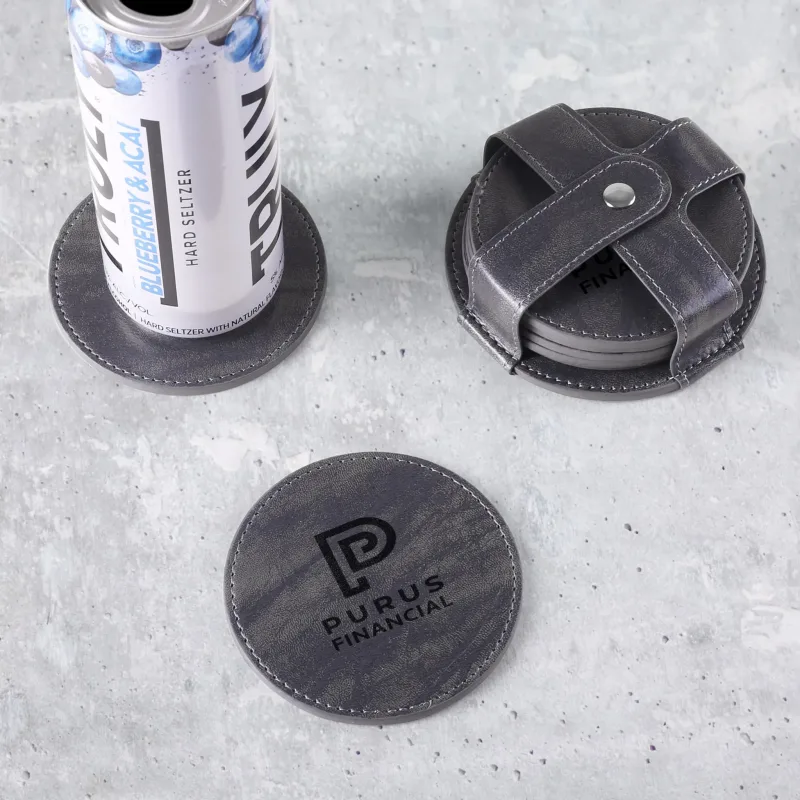 Greyson PU Leather Coasters: 6 Pc. Set In Holder — view 2