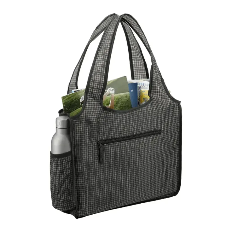 Customizable Grid Bungalow Tote with Front Pocket — view 3