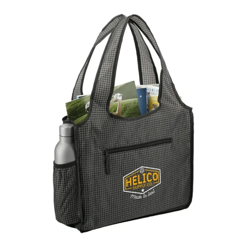 Customizable Grid Bungalow Tote with Front Pocket — view 5