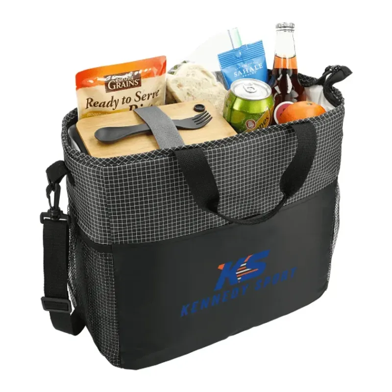 Custom Grid Tote Can Cooler - 24 Capacity — view 10