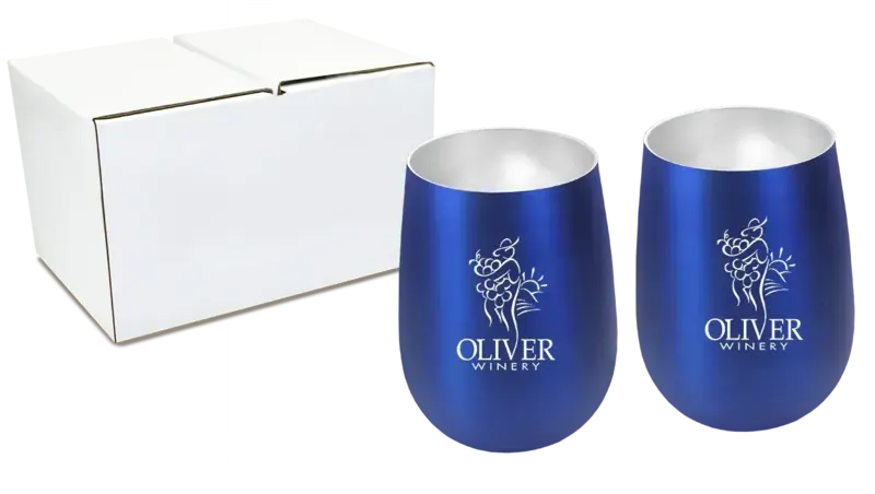 Custom Branded Halcyon Stainless Steel Wine Glass Gift Set