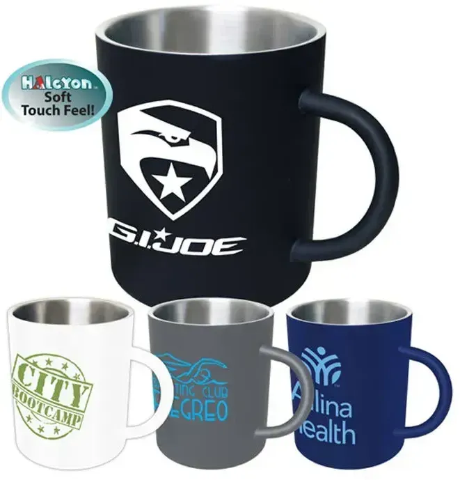 Custom Double-Wall 14oz Halcyon Stainless Steel Coffee Mug