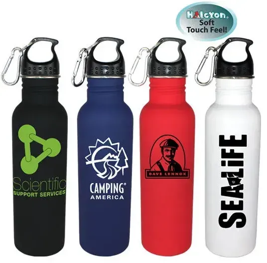 25oz Promotional Halcyon Soft-Touch Stainless Steel Water Bottle