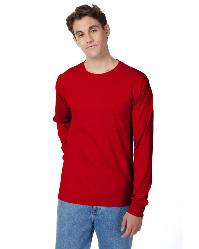 Hanes Men's Authentic-T Long-Sleeve Pocket T-Shirt — view 12