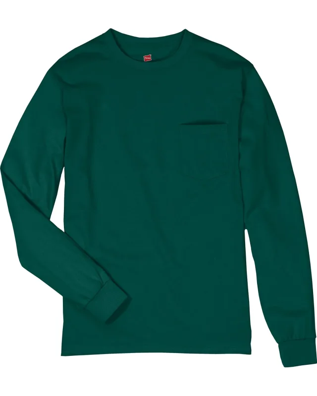 Hanes Men's Authentic-T Long-Sleeve Pocket T-Shirt — view 16