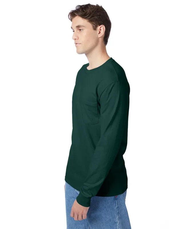 Hanes Men's Authentic-T Long-Sleeve Pocket T-Shirt — view 17