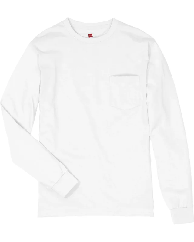 Hanes Men's Authentic-T Long-Sleeve Pocket T-Shirt — view 2