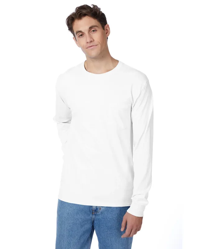 Hanes Men's Authentic-T Long-Sleeve Pocket T-Shirt — view 3