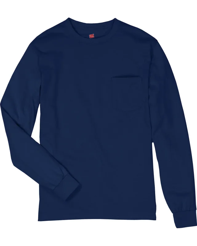 Hanes Men's Authentic-T Long-Sleeve Pocket T-Shirt — view 30