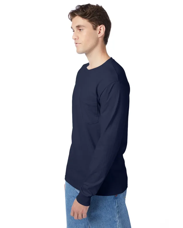 Hanes Men's Authentic-T Long-Sleeve Pocket T-Shirt — view 32