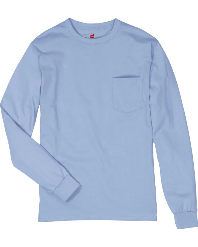 Hanes Men's Authentic-T Long-Sleeve Pocket T-Shirt — view 7