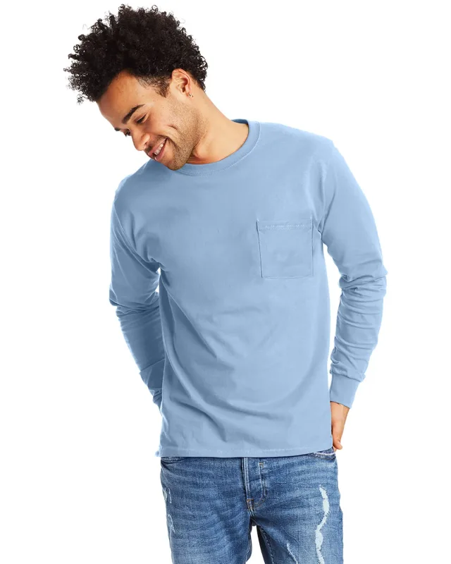 Hanes Men's Authentic-T Long-Sleeve Pocket T-Shirt — view 8