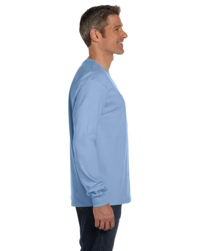 Hanes Men's Authentic-T Long-Sleeve Pocket T-Shirt — view 9