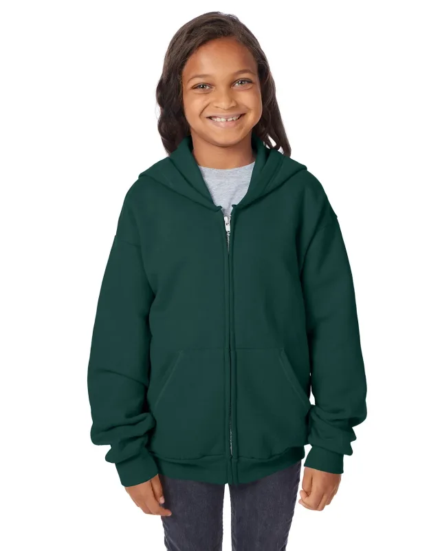Hanes Youth EcoSmart® Full-Zip Hooded Sweatshirt — view 2