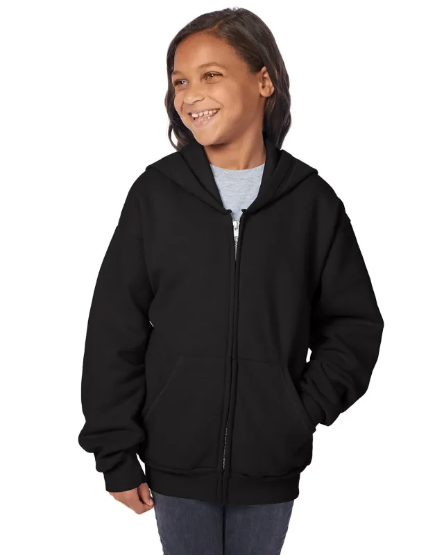 Hanes Youth EcoSmart® Full-Zip Hooded Sweatshirt — view 9