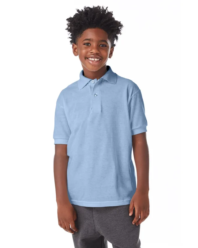 Hanes Youth EcoSmart® Jersey Knit Polo — view 10