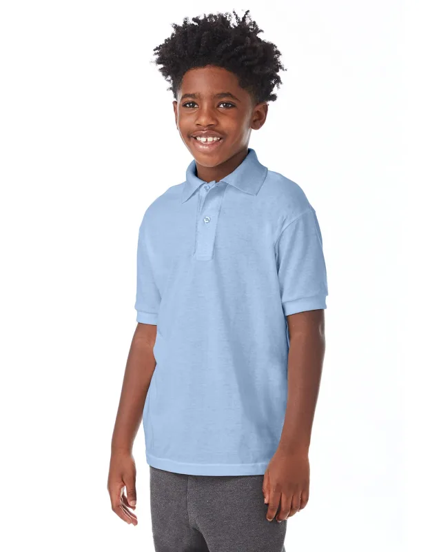 Hanes Youth EcoSmart® Jersey Knit Polo — view 11