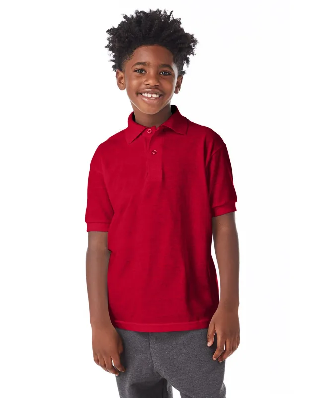 Hanes Youth EcoSmart® Jersey Knit Polo — view 16