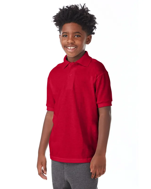 Hanes Youth EcoSmart® Jersey Knit Polo — view 17