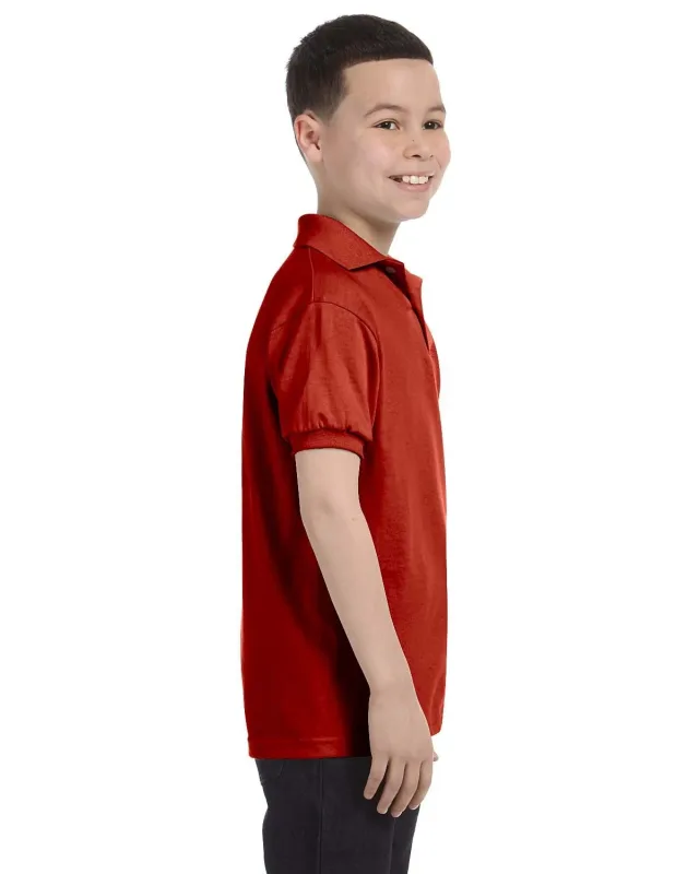 Hanes Youth EcoSmart® Jersey Knit Polo — view 18