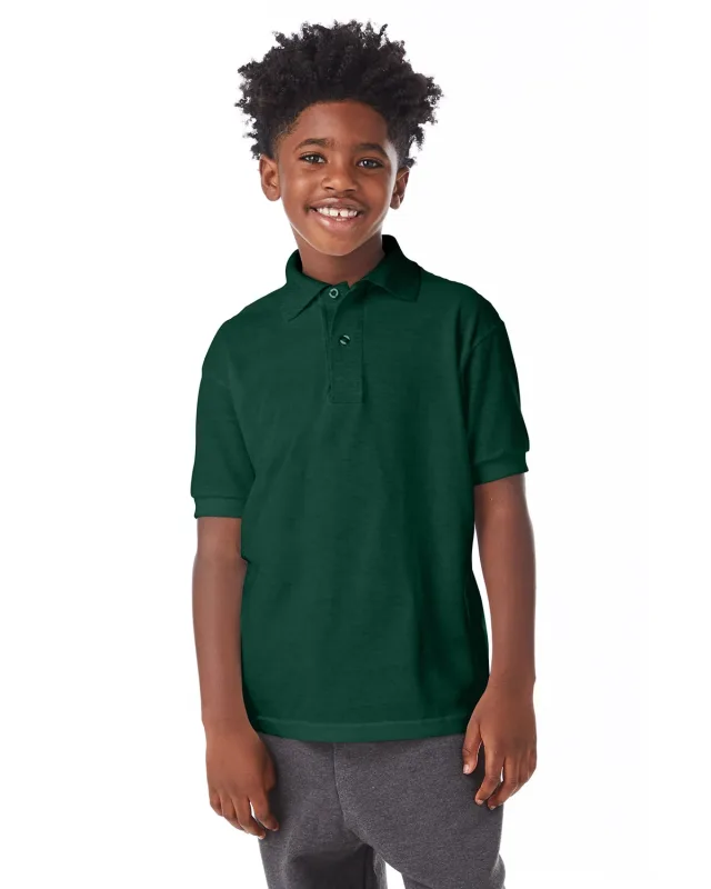 Hanes Youth EcoSmart® Jersey Knit Polo — view 22