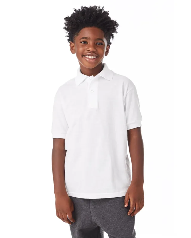 Hanes Youth EcoSmart® Jersey Knit Polo — view 4