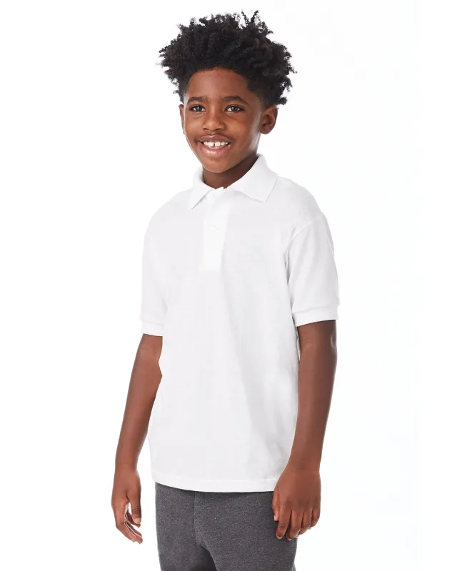Hanes Youth EcoSmart® Jersey Knit Polo — view 5