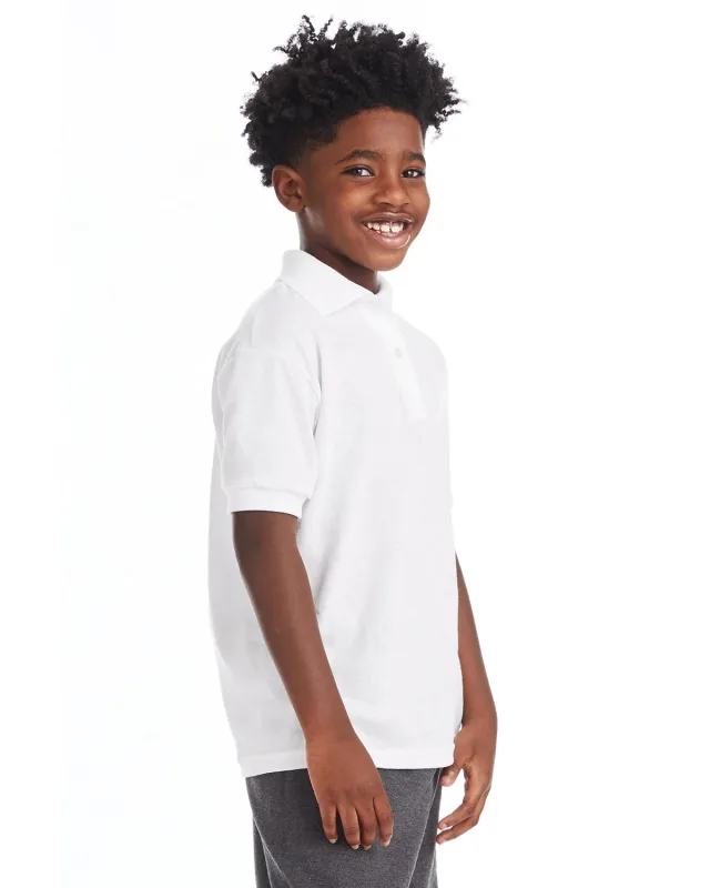 Hanes Youth EcoSmart® Jersey Knit Polo — view 6