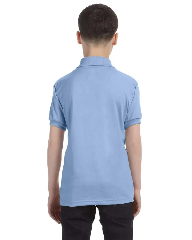 Hanes Youth EcoSmart® Jersey Knit Polo — view 7