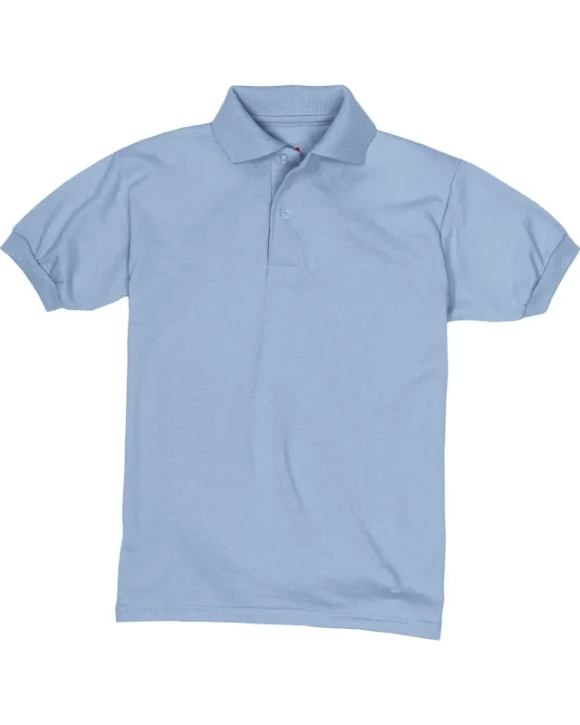 Hanes Youth EcoSmart® Jersey Knit Polo — view 9